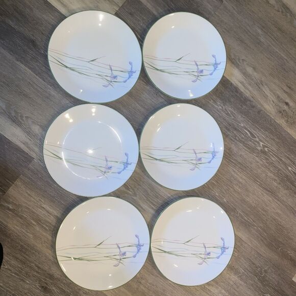 6 Vintage Corelle "Shadow Iris" 10" Dinner Plates Set, USED, White - Picture 2 of 12
